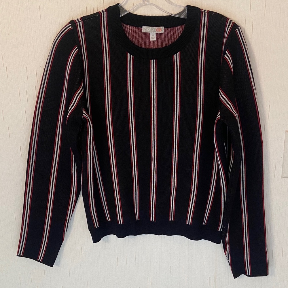GB  Striped Sweater in Black, Red, and White